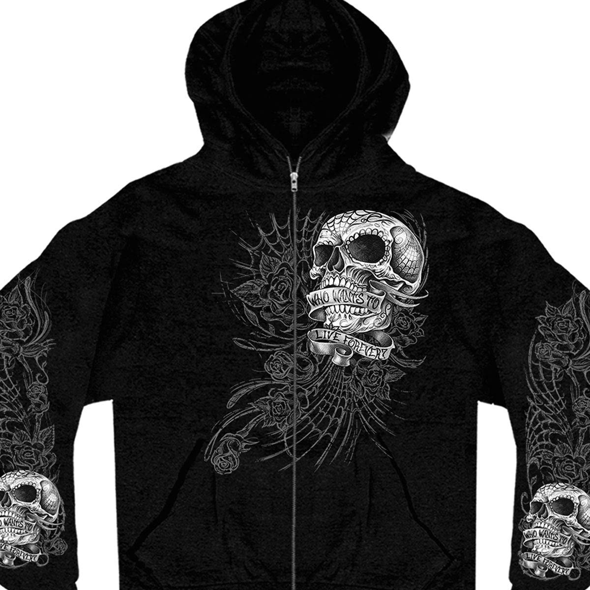 Hot Leathers mens Motorcycle GMZ4356 Sweet Demise Black Hoodie Black Medium